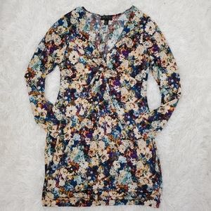 Floral Print Gathered Twist Front Dress